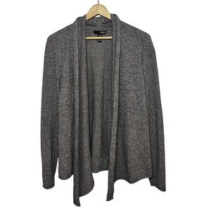 AQUA Cashmere Sweater Womens Large Brown/ Gray Open Front Cardigan 100% Cashmere